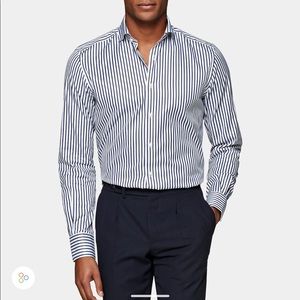 Suitsupply Navy Stripe extra Slim Fit Shirt | Egyptian Cotton